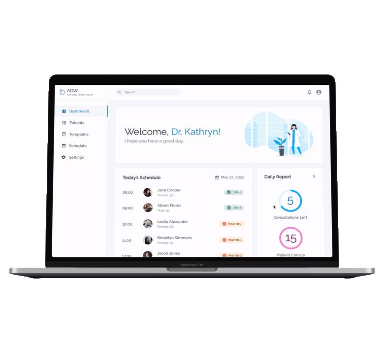 Gif showcasing how viewing, editing, and deleting patients work