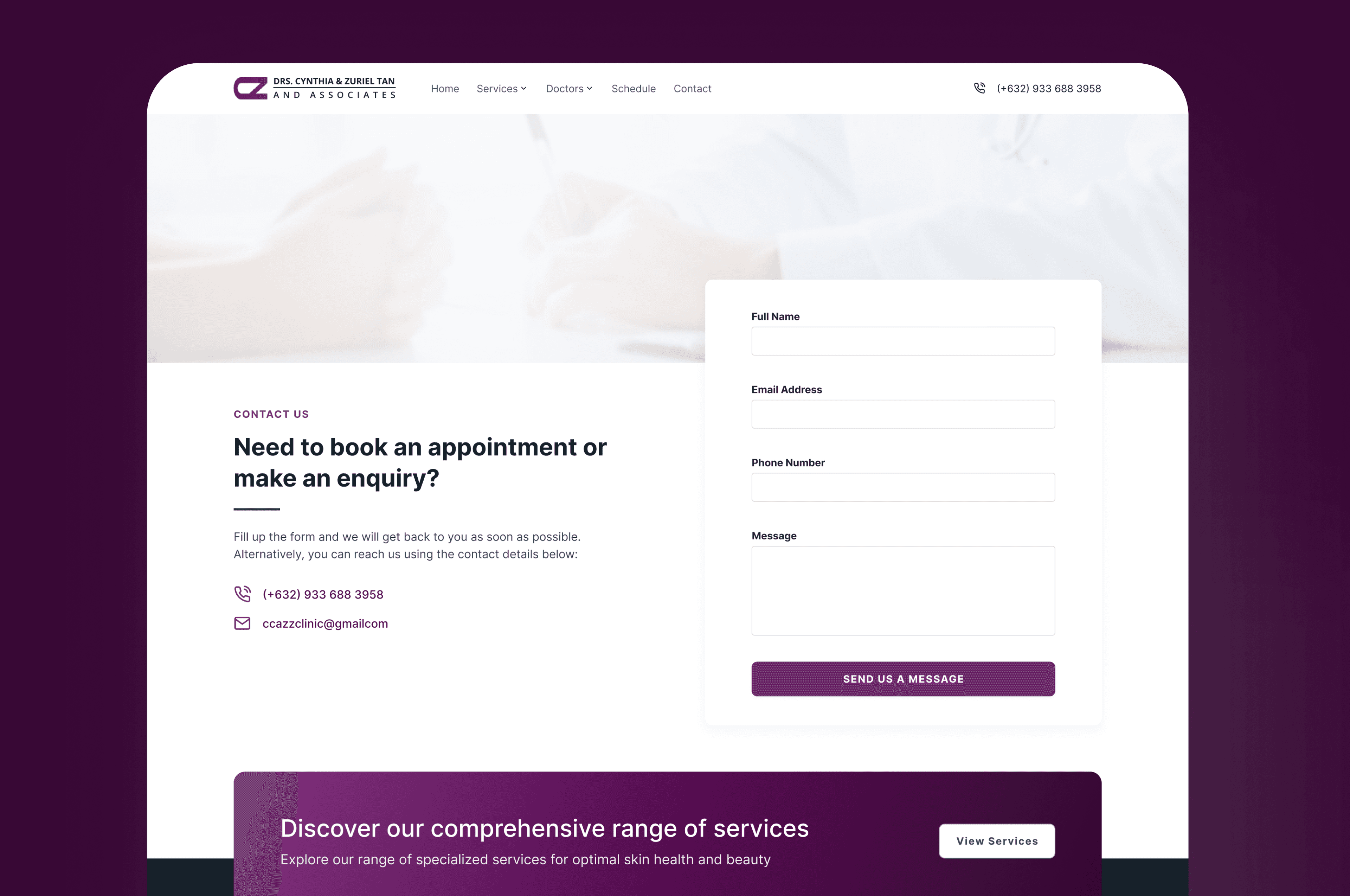 Revamped design of the contact section